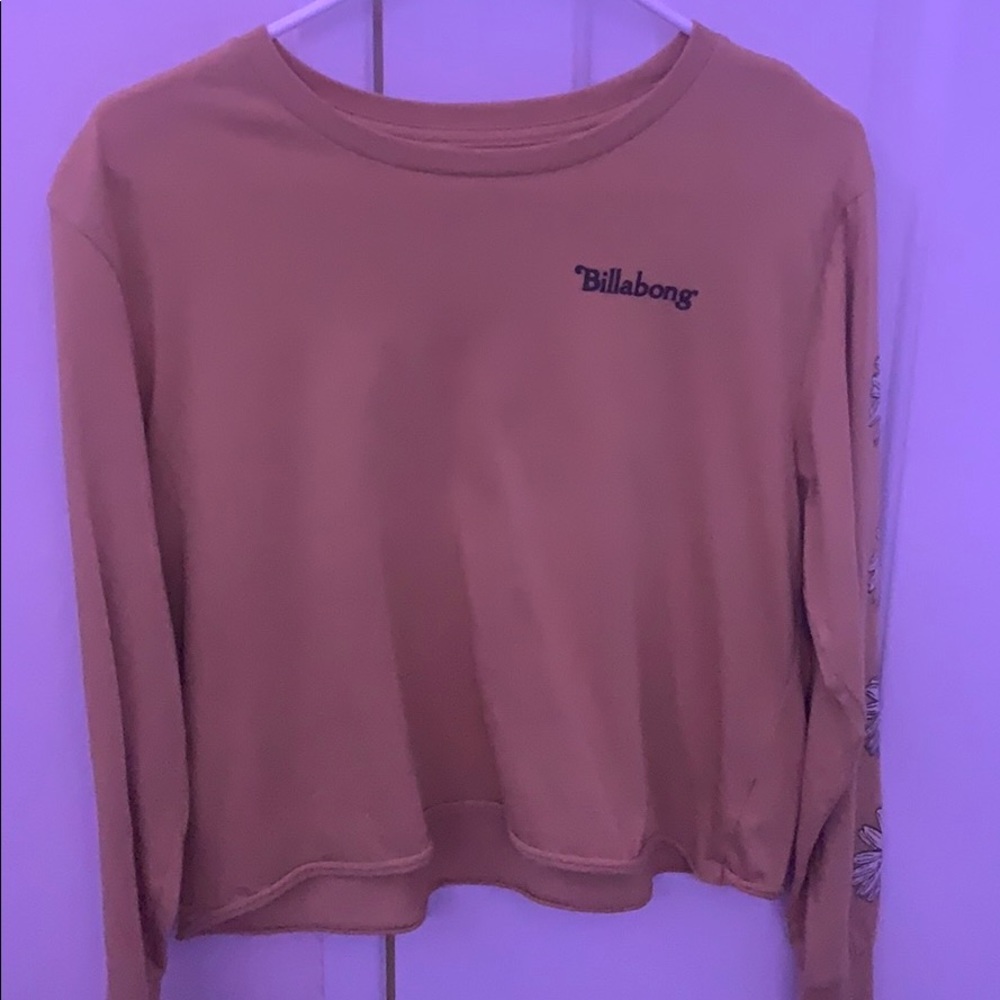 Billabong Yellow Longsleeve Flower Crop Top